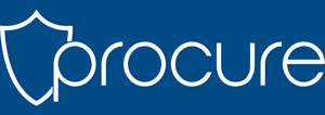 logo of Procure featuring a shield design on a blue background symbolizing protection and security with 12 key features for effective procurement